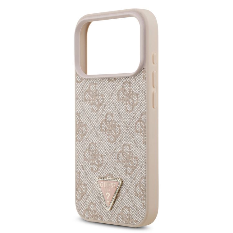 Guess MagSafe 4G PU Leather Case with Triangle Logo for iPhone 17 Pro, Slim Profile, Drop Protection, Comfortable Grip, Sustainable Packaging, Lightweight Design, Easy Snap-On - Pink