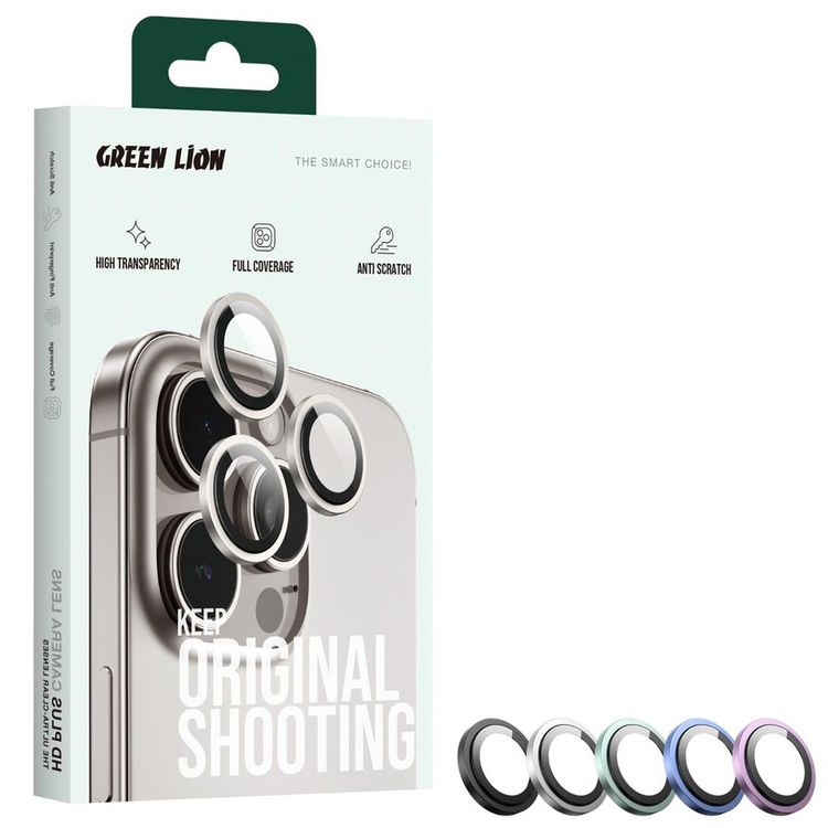 Green Lion HD Plus Camera Lens for iPhone 16 & 16 Plus, Anti-Glare Coating, Anti Scratch, Nano Absorbing, Anti-Fingerprint, Full Coverage, High Transparency - White