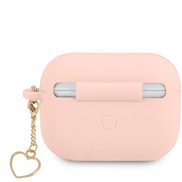 Guess GUAPLSCHSP Silicone Case for Apple Airpods Pro , Charm Collection with Anti-Lost Heart Ring , Officially Licensed - Pink