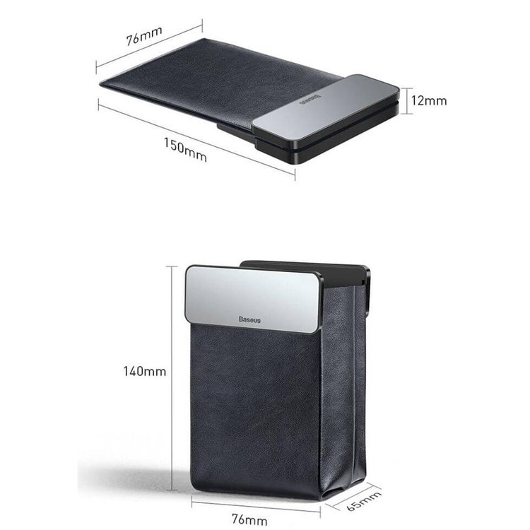 Baseus Magic Car Storage Rack with Magnetic Closure, PU Leather + ABS + Metal, Easy Installation, Thin and Concealed Design - Black