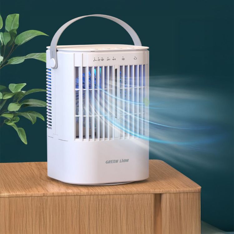 Green Lion Compact Air Cooler Fan with Large Water Tank, Quiet Operation, Portable Handle, Mini Compact, Cool Mist Function, 3500 RPM Range - White