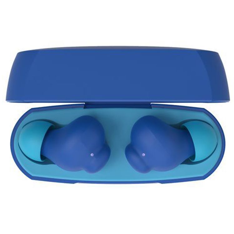 سماعات Belkin Audio True Wireless للأطفال Soundform، حماية السمع، مضادة للبكتيريا، محدد حجم الصوت، مدى تشغيل لاسلكي 30 قدم، 10 دقائق شحن سريع، تحكم باللمس - باللون الأزرق