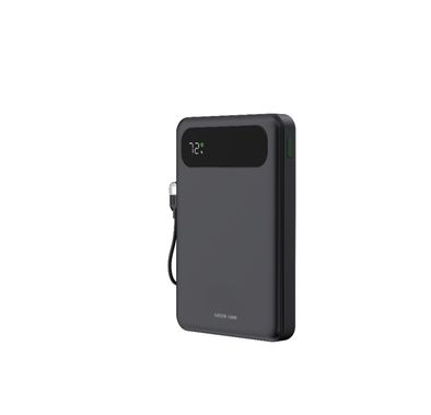 Green Lion Toledo 10000mAh Power Bank with 20W PD Fast Charging, USB-C to USB-C Cable Strap, USB-A & USB-C Outputs, Flight Approved, Digital Display, Fast Charging - Black