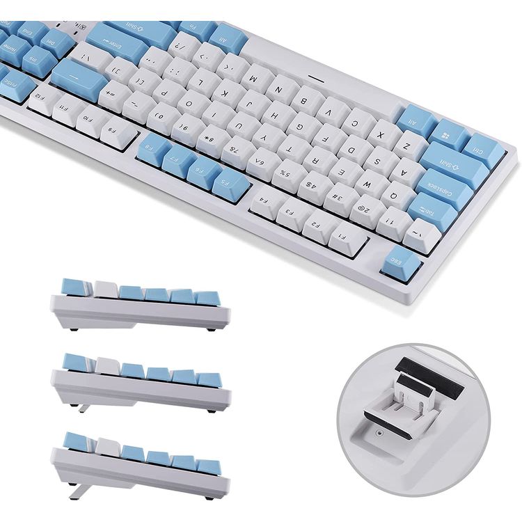 Durgod Taurus K320 TKL Wireless Mechanical Gaming Keyboard  - DoubleShot PBT NKRO (Cherry Red,Brown) - White/Light Blue