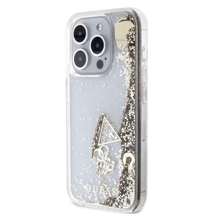 Guess HC Liquid Glitter Case with Charms Pattern - Gold - iPhone 15 Pro