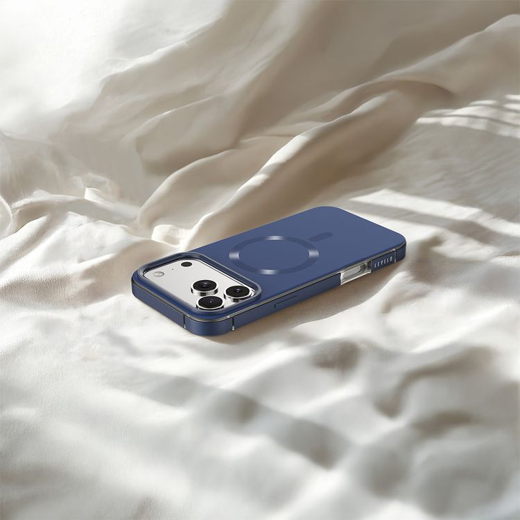 Levelo Opulis MagSafe Frosted Case for iPhone 17 Pro Max, Liquid Silicone Comfort, Anti-Scratch, Aluminum Alloy Frame for Camera & Edges, Anti-Fingerprint, Strong Magnets, Multi-Layer Design, Shock-Resistant Bumper, Non-Slip Surface - Midnight Blue