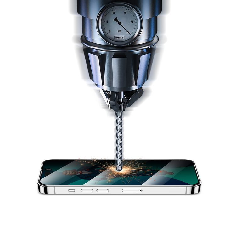 واقي شاشة زجاجي ثلاثي الأبعاد مقاوم للخدش وخالي من الخدوش لهاتف آيفون 14 برو ماكس من جرين ليون - أسود