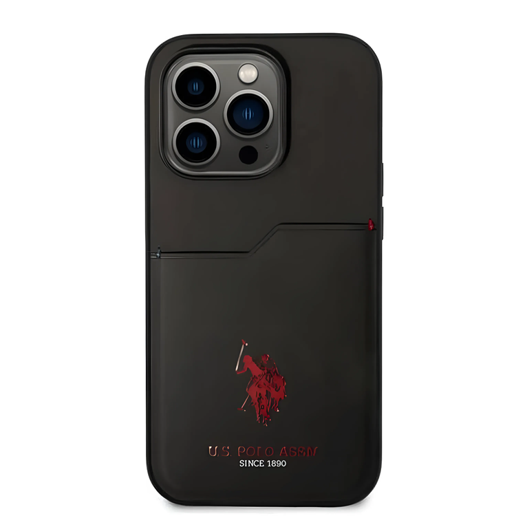 U.S.Polo Assn. PU Card Slot DH Hard Case  - Black - iPhone 15 Pro Max