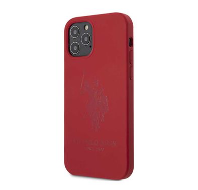 CG Mobile U.S. Polo Assn. Liquid Silicone Hard Case for iPhone 12 / 12 Pro (6.1") Shock & Scratch Resistant, Back Cover Suitable with Wireless Chargers Officially Licensed Red