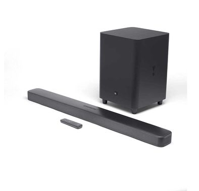 JBL Bar 5.1 Channel Soundbar Wireless Speaker with MultiBeam Sound Technology, Speaker with Built-in Wi-Fi & Compatibility with Chromecast & Airplay 2 - Black
