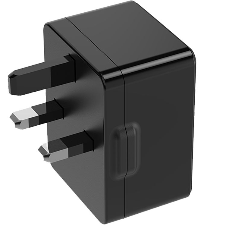 Powerology Ultra-Quick PD Charger with Simultaneous Charging, 36W Total Output, UK 3-Pin Plug, 0%-60% Charge in 35 Minutes, Fast Charging Support, PowerDash 3.0 - Black