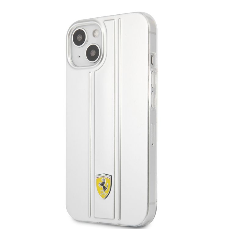 CG MOBILE Ferrari PC/TPU Transparent Hard Case with 3D Stripes Compatible for iPhone 13 Mini (5.4") Scratches Resistant, Easy Access to All Ports