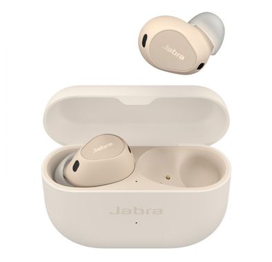 Jabra Elite 10 True Wireless Earbuds with Active Noise-Cancellation, Built-in Microphone, Up to 8 Hours Battery Life, IP57 Water Resistance Level, Bluetooth Version 5.3, Wireless Charging, 20cm USB-C to USB-A Charging Cable, Sleep Mode, Spotify Tap - Cream