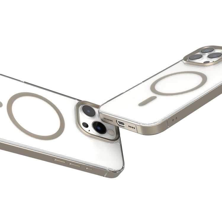 Levelo Claire Magsafe Case with Aluminum Bumper Case for iPhone 16 Pro Max, Hybrid Case, MagSafe Compatibility - Titanium