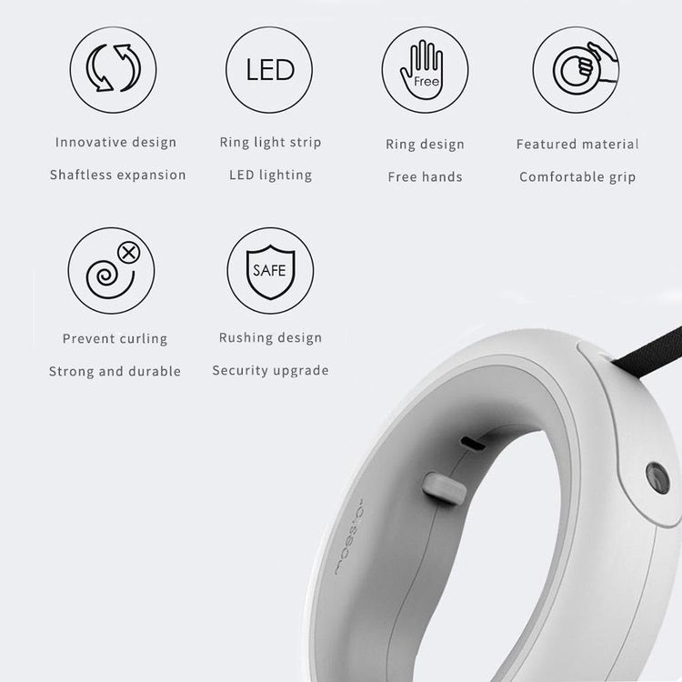 Xiaomi Moestar Retractable Dog Leash 2 with LED Light (MS0030002-GY) - Natural Grey