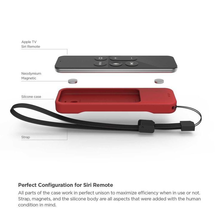 elago R1 Intelli Case Compatible with Apple TV Siri Remote 4K / 4th Generation - Magnet Technology, Shock Absorption - Red