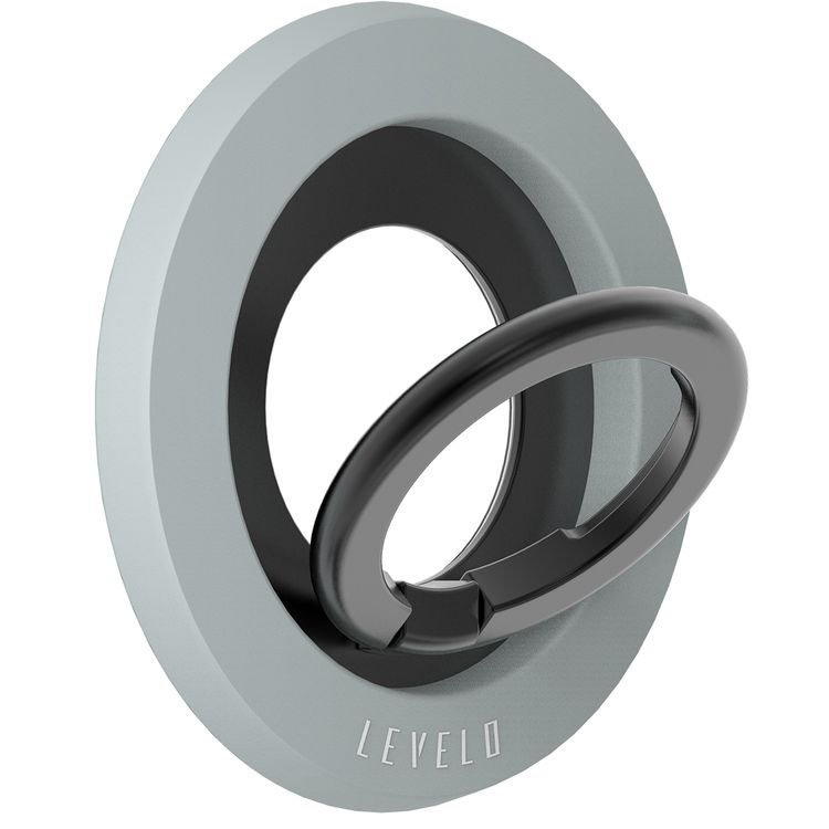Levelo Lucero 2-in-1 Phone Ring Holder with N52 Magnets, Non-Slip Surface, 135° Flip Design, Comfortable Grip, 4000GS Magnetic Force - Gray