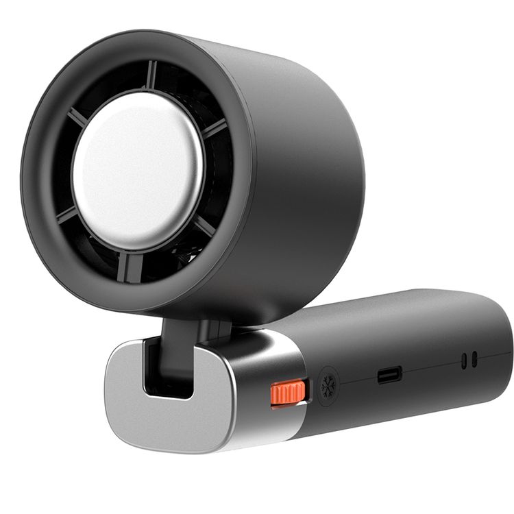 Porodo Lifestyle Handheld Turbo Fan with 100-Level Wind Speed Adjustment, Up to 4 Hours of Working Time, 13000RPM Operating Speed, Integrated Flashlight, 90° Folding Design - Black