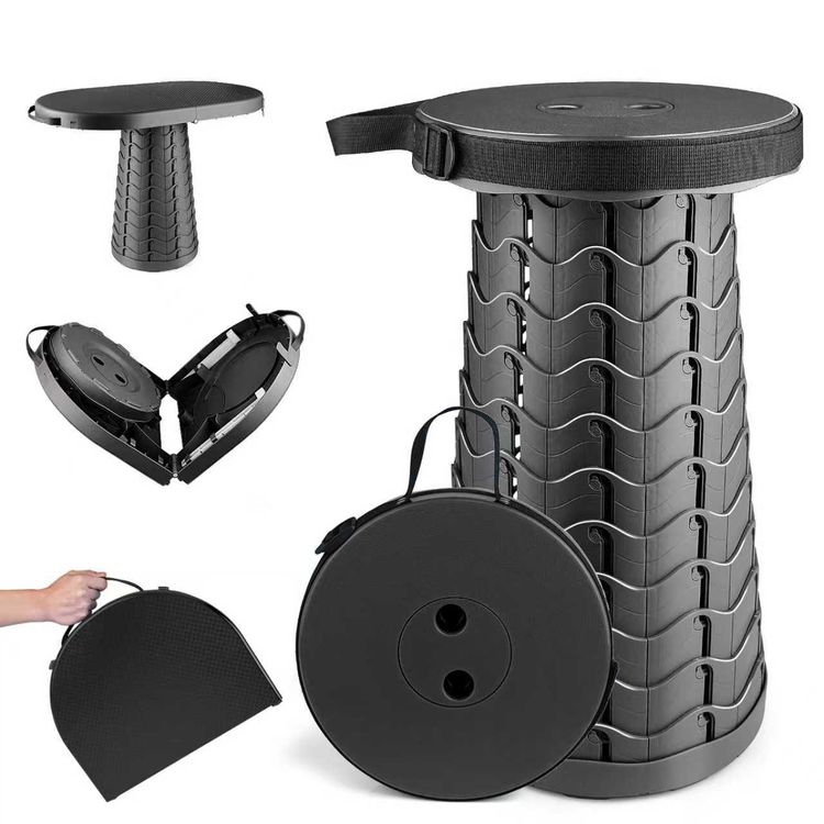 طاولة ومقعد Green Lion 2 في 1 قابلة للطي مع قاعدة مانعة للانزلاق، تعديل ارتفاع تلسكوبي، تعديل ارتفاع تلسكوبي، مادة معززة، قدرة تحميل المقعد 180 كجم، مقبض حمل - أسود