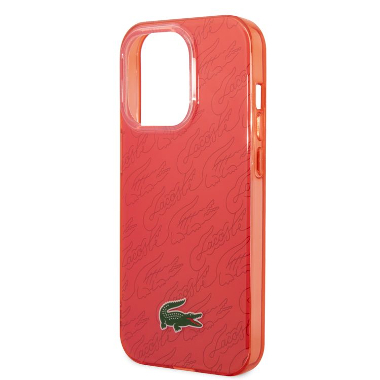 Lacoste Hard Case IML Double Layer & Dyed Bumper Signature Pattern - iPhone 14 Pro - Red