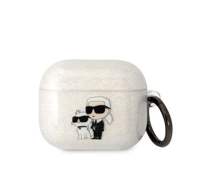 Karl Lagerfeld TPU Glitter NFT Karl & Choupette Airpods Pro 2 Case - Transparent