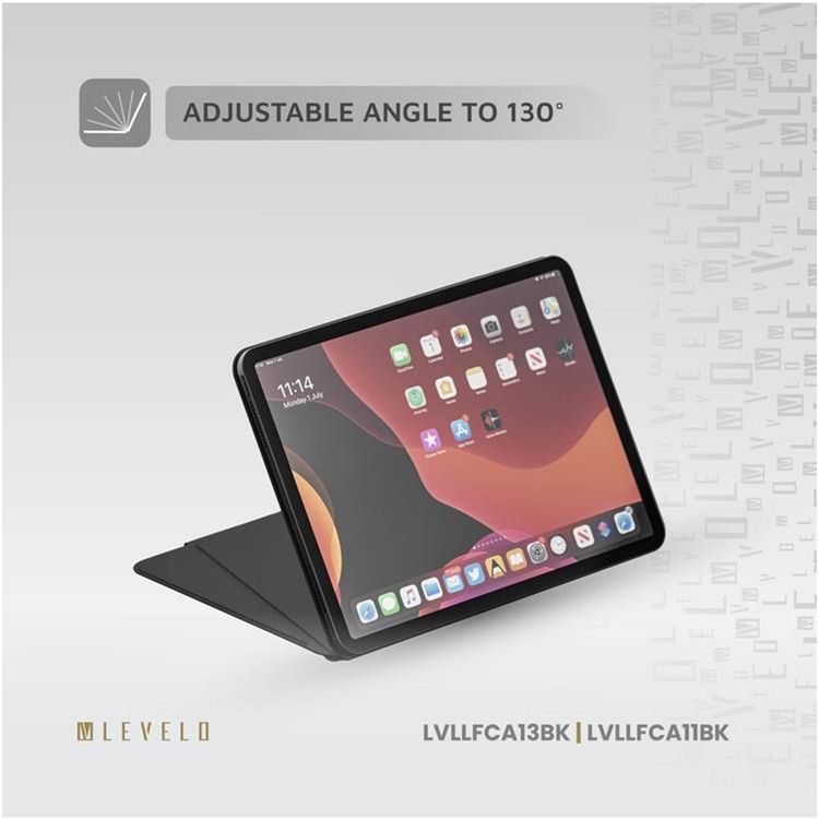 Levelo Luxora Folio Case for iPad Air 11"/10.9" (2024/2022), Strong Magnetic Hold, Multi-Fold Design, Adjustable Height - Black