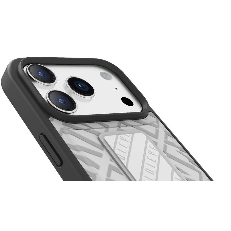 حافظة Levelo Morphix Cuero GripStand لهاتف iPhone 17 Pro، مع حواف مرفوعة للكاميرا والشاشة، ومصد مقاوم للصدمات، قبضة آمنة، عرض أفقي وعمودي - سيلفرستون.