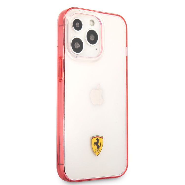 CG MOBILE Ferrari Transparent Case Print Logo Compatible for iPhone 13 Pro Max (6.7") Scratches Resistant, Easy Access to All Ports, Drop & Shock Absorption Protective Back Cover Suitable with Wireless Charging Officially Licensed