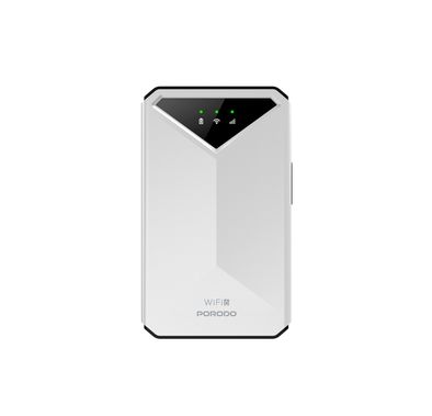 بورودو 4G LTE و WiFi 6 موجه محمول بوقت عمل 8 ساعات، تشفير آمن، يدعم بطاقة مايكرو و نانو SIM، سعة بطارية 2100 مللي أمبير، منفذ شحن Type-C، خفيف الوزن - أبيض