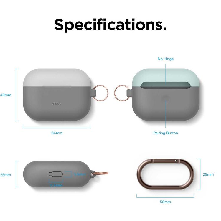 Elago Duo Hang Case for Apple Airpods Pro - Top-Dark Brown / Medium Gray, Bottom-Mint