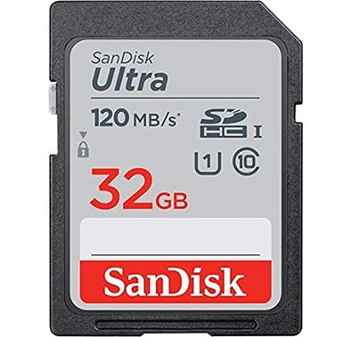 SanDisk 32GB Ultra SDHC UHS-I Memory Card - 120MB/s, C10, U1, Full HD, SD Card