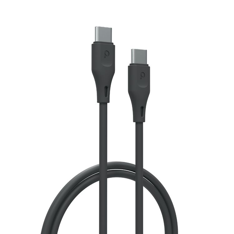 Porodo USB-C to USB-C Cable with 60W Power Output, 2m Cable Length, TPE & PVC Materials, Fast Charge & Data Sync, More than 5000 Bends Lifespan, Safe & Reliable, Smart Design - Black