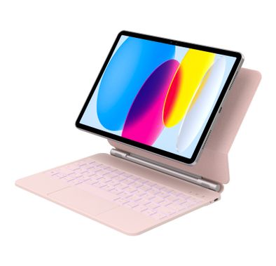Green Lion Wireless Magic Keyboard Case for iPad 10th Generation, 11" A16 (2025), 500mAh Battery, Backlit Function, USB-C Charging Port, 7-Color Light Modes, Pencil Holder, Adjustable Brightness, Scissor-Switch Keyboard - Pink