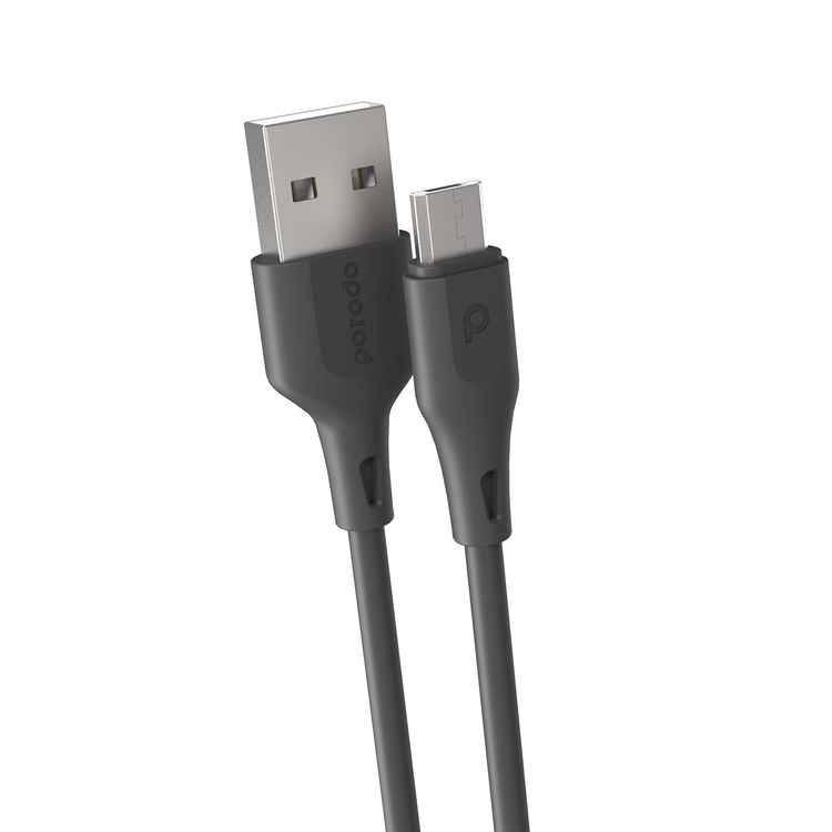 كابل بورو دو USB-A إلى Micro USB مع تيار 2.4A، بطول 2 متر، مصنوع من مواد TPE وPVC، يتميز بالشحن السريع ومزامنة البيانات، عمر افتراضي لأكثر من 5000 انحناء، آمن وموثوق، تصميم ذكي - أسود