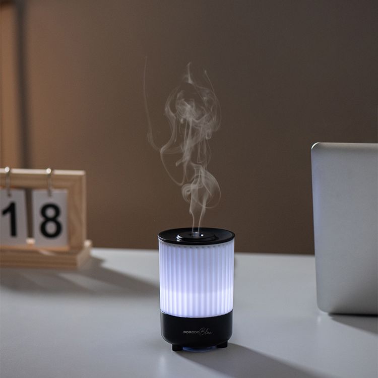 Porodo Blue NOA Portable Aroma Diffuser with Colorful Lights, Adjustable Brightness, Delicate Moisture, Aromatherapy and Mist Function,  150mL Capacity, 7 Color Modes, ABS + PC Material, 6.5 W Rated Power, USB-C Charging Port, 850mA Rated Current - Black 