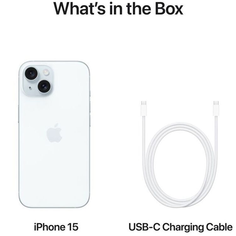 هاتف Apple iPhone 15 Plus بسعة 256 جيجابايت، شاشة 6.7 بوصة، شريحتي اتصال eSIM، دقة الكاميرا 48 ميجابكسل، شريحة A16 Bionic، نوع موصل USB-C، تقنية شبكة 5G، مقاوم للرذاذ والماء والغبار - أزرق