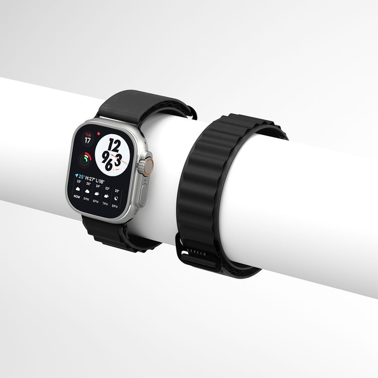 Levelo Ace Loop Watch Strap with Titanium G Hook Buckle for Apple Watch 49/45mm, Sweat & Water Resistant, Compatible with SE, Series 8, 7, 6, 5 & 4, Soft & Comfortable Fit - Black