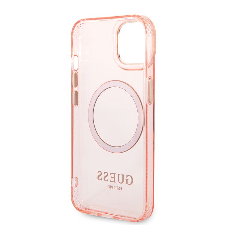 Guess Magsafe Case With Translucent Gold Outline - iPhone 14 - Pink