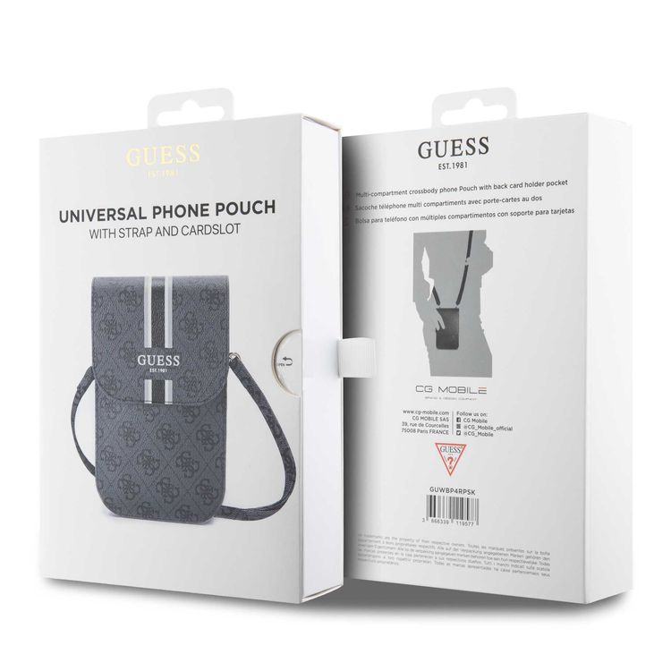 Guess Universal Phone Pouch 4G With Stripes Pattern - Black