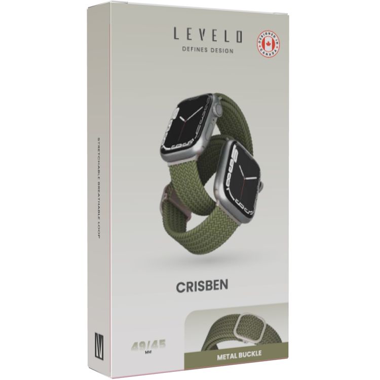 Levelo Crisben Watch Strap with Metal Buckle for Apple Watch 49/45mm, Water & Sweat Resistant, Compatible with SE, Series 8, 7, 6, 5 & 4, Adjustable & Stretchable Loop Band - Green