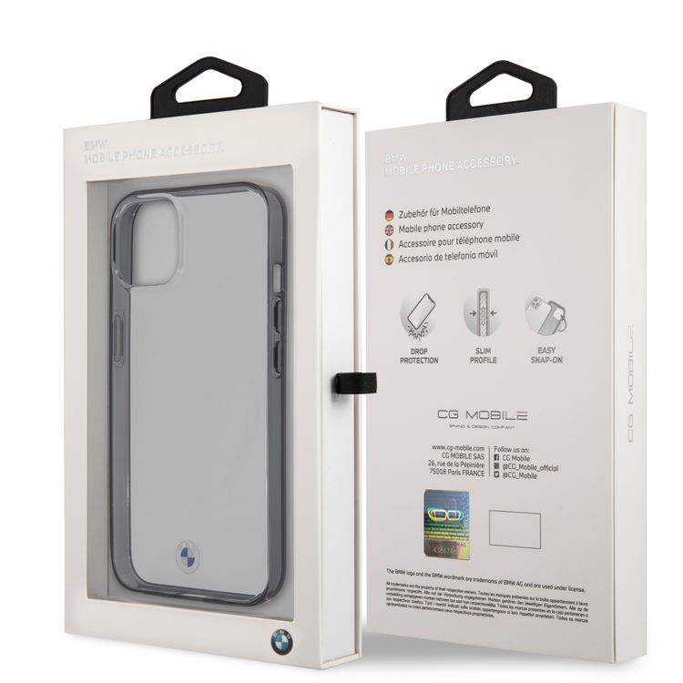 CG MOBILE BMW PC/TPU Transparent Hard Case with Edges Compatible for iPhone 13 (6.1") Easy Access to All Ports, Anti-Scratch - Black