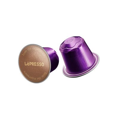 كبسولات LePresso الألومنيوم لجهاز نسبريسو مع كثافة قهوة بمستوى 10، 60% أرابيكا و 40% روبوستا، عميقة وقوية، تحميص داكن، 10 كبسولات متضمنة - الكوبالت البنفسجي
