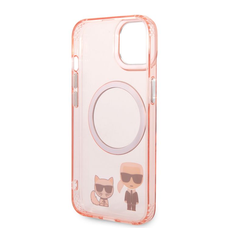 Karl Lagerfeld Magsafe PC/TPU Case with Ring Wireless Chargeable iPhone 14 Plus Compatibility - Pink