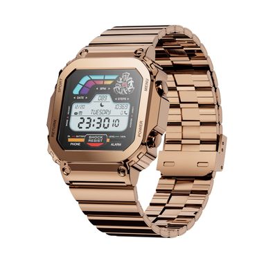 Porodo Nomad Smart Watch, 1.54" Screen, 290mAh Battery Capacity, Bluetooth 5.3, Android & iOS Compatible, 5 Days Working Time, IP67 Water Resistant, Health Monitoring - Gold