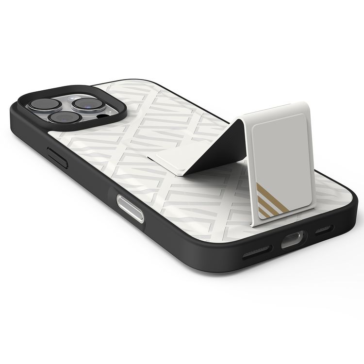 كفر حماية ليفيلو مورفيكس كويرو بمسند لهاتف آيفون 16 برو ماكس، قبضة مدمجة، سهل التركيب، زوايا مقاومة للصدمات - أبيض