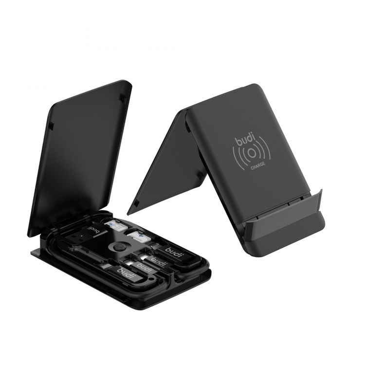 Budi Wireless Charger Multi Functional Box - Black
