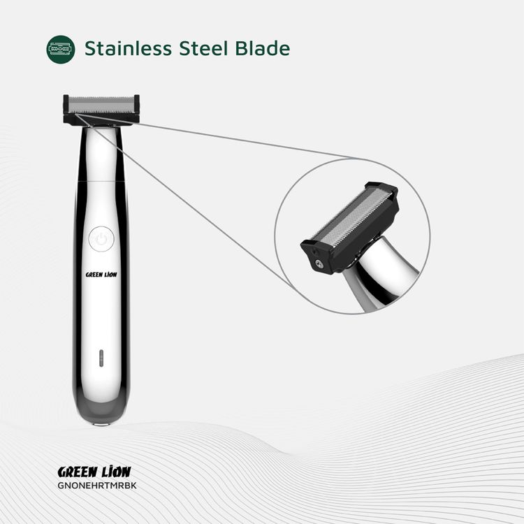 Green Lion One Blade Pro Hair Trimmer with 4 Interchangeable Combs, Up to 60 Minutes Working Time, 6500RPM Motor Speed, LED Indicator, Stainless Steel Blade - Black