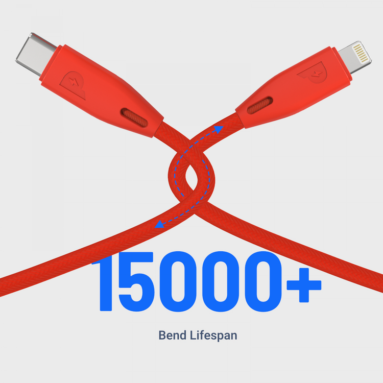 Powerology Fast Charging Cable, [MFi Certified] USB C to Lightning Braided Fast PD Charge 1.2 meter / 4 feet with iPhone 12 Pro Max/12 Mini/12, 11 Pro Max/11 Pro/11, XS Max/XS/XR/X, 8 Plus/8 (Red)
