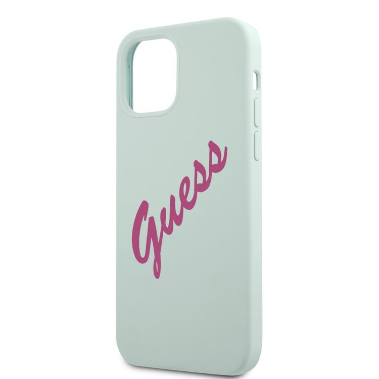 CG MOBILE Guess Silicone Vintage Hard Case With Pink Script, Easy Access to All Ports, Anti-Scratch, Shock-Absorption & Drop Protection Back Cover