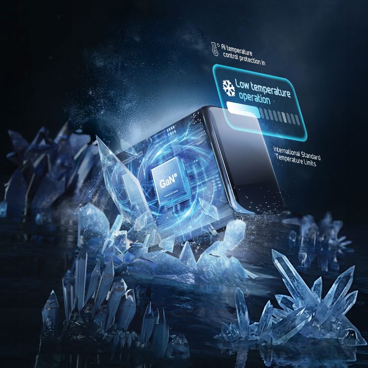 Powerology Voltflow 45W AVS GaN Wall Charger with Smart TFT Display, UK 3-Pin Plug, Rapid Power Delivery, AI Temperature Control, 110-240V Rated Voltage, 1A Rated Current, UK 3-Pin Plug,  25°C to 50°C  Operating Temperature - Gray